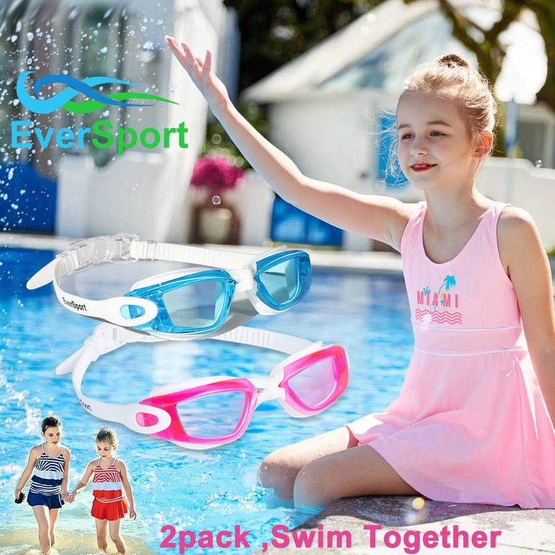 EverSport Kids Swim Goggles, Pack of 2 Swimming Goggles for Children Teens, Anti-Fog Anti-UV Youth Swim Glasses Leak Proof for Age4-16 - Image 5